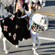 A less-royal female Medieval Times cast member in the 2016 Tournament Of Roses Parade (Photo: Alberto E. Rodriguez/Getty Images)